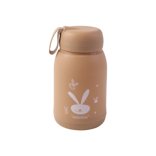 Cute Bunny Print Glass Drinking Brown Bottle (330ml 1 Pc)